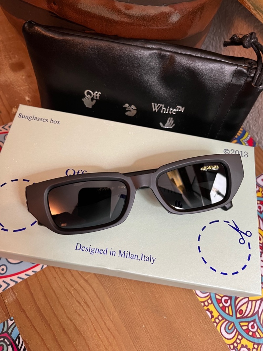 NWT Off-White Matte Black Rectangular Sunglasses with Dark Lenses